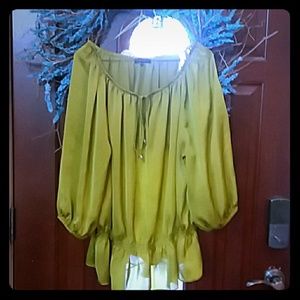 Silky shimmering peridot green blouse